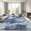 AMADA HOMEFURNISHING 8x10 Area Rugs for Living Room, Modern Washable Rug with Non-Slip Backing & Low Pile, Large Rug with Abstract Pattern for Bedroom, Dinning Room,Home Office, Dark Blue