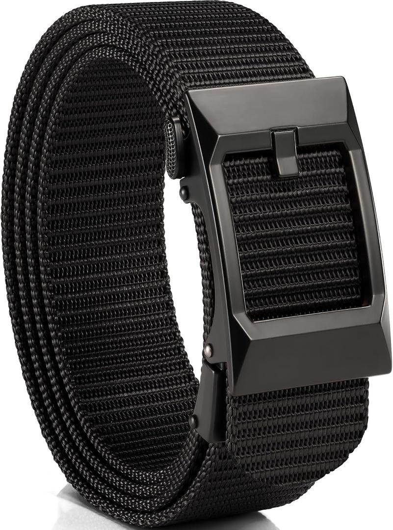 GEIT Men's Nylon Ratchet Belt, 1 3/8" Adjustable Web Belt with Slide Click Buckle for Dress Casual Work
