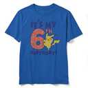 Pokemon Boy's 6th Birthday Shirt - Official Pikachu Graphic Tee - It's My 6th B-Day - Royal Blue - Fun Bday T-Shirt, Size: M