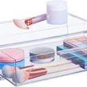 STORi Audrey Stackable Clear Bin Plastic Organizer Drawer | Organize Eyeshadow Palettes, Cosmetics, and Beauty Supplies on a Vanity | Made in USA
