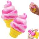Ice Cream Squishy Toy, Summer Sensory Stress Relief Squeeze Squishy, Party Favors for Anxiety Relief Everyone, Birthday Gift (Pink)