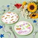 50Pcs Weenies and Tinis Party Supplies 9" Large Bachelorette Martini Theme Paper Plates Disposable Green Pink Platter for Hot Dog Bar Bachelorette Party Birthday Dinner Kitchen Party Favors