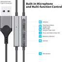 USB Headphones with Microphone for Laptop, 7.5ft Magnetic Wired Earbuds Noise Isolation in-Ear Earphones with Mute Volume Control Stereo Bass for PC Desktop Dell HP Acer Laptop Meetings/Music,School