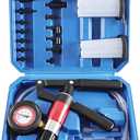 23PCS Handheld Vacuum Pump Tester Brake Bleeder Kit Brake System Bleeding Tools with Adapters and 2 Reservoir Bottles Automotive Brake for Car Truck Motorcycle (Blue)