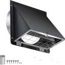 4 Inch Dryer Vent Cover Outside,Galvanized Steel Hooded Wall Vent Cover with Screen & Flap,Metal Wall Mount Exhaust Vent Cover,Exterior Dryer Vent Hood Outdoor Dryer Vent Cover for Bathroom Fan-Black