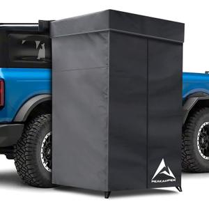 Shower Awning Tent with Roof, Vehicle Side Shower Room LED Light, 3ft x 3ft Camping Privacy Shelter Restroom Bathroom, UV-Resistant Waterproof Storage