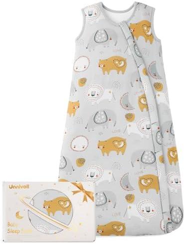 Unvnivoll Rayon Made from Bamboo Baby Sleep Sack 18-24 Months 1.0 Tog Baby Wearable Blanket Super Soft Sleeping Sack with 2-Way Zipper for Toddler Infant - XLarge Gray Elephant