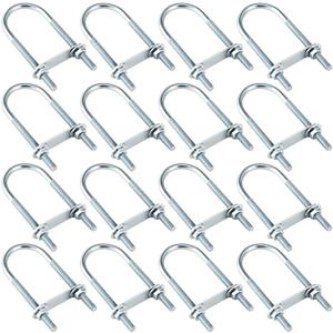 Therwen 16 Sets Round U Bolts Zinc Plated Steel Round Bend U Clamp with Nut Plate Washer (M8 x 44 mm X 129 mm)
