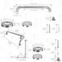 Brushed Nickel L-Shaped Grab Bar 12x24 Inch + Knurled Shower Grab Rail 20 Inch, Zepolu Stainless Steel Toilet Safety Bar 90 Degree, Angled Balance Support Assist Bar, Bathroom Mobility Aid Handrail