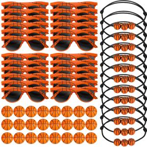 72 Pcs Basketball Senior Night Gifts 2026 Team Gifts Bulk Basketball Party Favors, 24 Basketballs Glasses 24 Stress Balls 24 Bracelet Team Rewards Sport Birthday Party Decor for Women Men