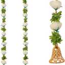 Set of 2 Door Hanging with Artificial Rose Flower Made up of String Hanging and Beads with Bell for Home Wall Temple Indian Traditional Festival Diwali Decorations Home Decor (Size:-36"X2")(White)