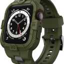 GELISHI Bands Compatible for Apple Watch Band 46mm 45mm 44mm 42mm, Men Sport Rugged Band with Protective Case for Watch Series 10 9 8 7/Series 6 SE 5 4 3 (Army Green)