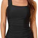 Smismivo Tankini Top Tummy Control Bathing Suit Tops No Bottom Square Neck Swimwear XL