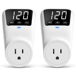 BSEED Surge Protector, 1800W Wall Surge Protector for Refrigerator, TV, PC, Home Appliance, Voltage Regulator with LED Display Screen, Adjustable Voltage Protector, 15A, 120V, 2 Pack