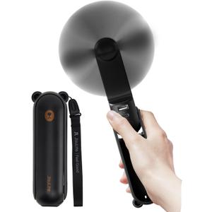 JISULIFE Handheld Fan with 4500 mAh Powerbank Max 37 Hours Runtime, Pocket Portable Battery Operated or USB Powered Folding Personal Fan, 3 Speeds, Gifts for Women Men Kids Gift for Festival-Black
