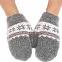 FGSS Winter-Knit-Mittens for Kids - Warm Stretchy Outdoor Gloves Boys-Girls Cute Snowflakes Gloves for 6-12Years (Gray)