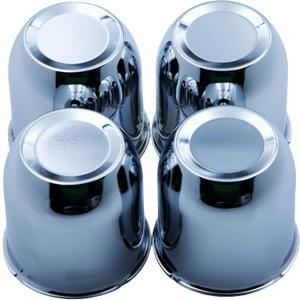 4 Push Through Chrome Wheel Center Caps for Trailer Wheel Rims 3.25" Center Bore