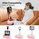 elitehood 18 inch Kindle Stand for Reading in Bed, Adjustable Tablet Pillow for Lap, Soft Kindle Pillow Stand for Bed Compatible with 6-13 inch Cell Phone, iPhone, iPad Pro Air Mini, Tablets, Pink (18in Viewing Height)