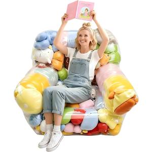 NTYNTY Clear Stuffed Animal Storage Bean Bag Chair Cover for Kids,Extra Large Beanbag Chair Cover with Zipper,PVC Bean Bag Chair Plush Toys Storage & Organizing (One Size, transparent)