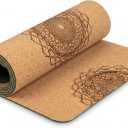 Workout Mat with Carrying Strap - 6mm Thick Cork Yoga Mat (72 x 24) - Non-Slip Cork Mat for Home, Gym, Fitness & Hot Yoga - Lightweight, Cushioned, Durable & Sweat-Resistant by Fitby