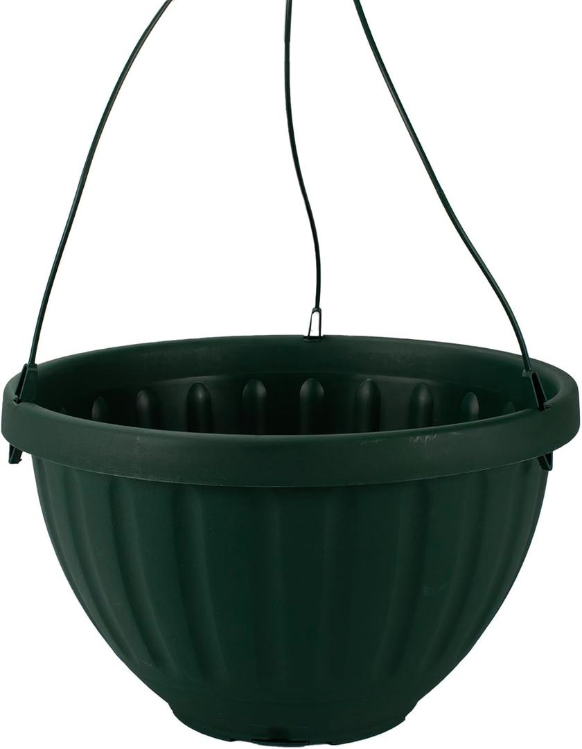 The HC Companies 12 Inch Terra Roma Hanging Planter for Indoor Plants - Round Plant Hanging Basket with Removable Saucer, Green, 2 Pack