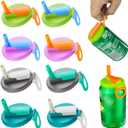 8 pack 8 color Soda Can Lids with Straws, Pop Can CoverReusable Silicone Straws Soda Can Covers,BPA-Free,Reusable Can Covers for soda,Coke,Beer,Juice,Beverage,Fits Standard Cans