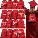 Amylove 16 Pcs Graduation Gift Bags with Drawstrings Grad Party Favor Graduation Gift Drawstring Bag for College High School Party Supplies, 9 x 12 Inch (Red)