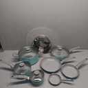 Mueller 16-Piece Non-Stick Stone Cookware Set with Steamer and Glass Lids, Turquoise