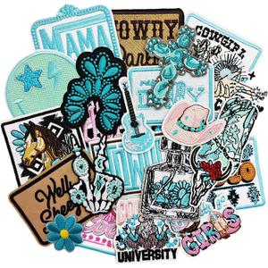 23PCS Western Iron On Patches Cowgirl Cowboy Embroidered Patches for Trucker Hats Jackets Backpacks Jeans