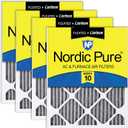 Nordic Pure 14x25x1 (13_1/2 x 24_1/2 x 3/4) Furnace Air Filters MERV 10 Pleated Plus Carbon 4 Pack