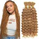 #27 Blonde Human Braiding Hair Deep Wave Bulk 12 12 12 Inch Honey Blonde Deep Wave Braids Human Hair Extensions Unprocessed Virgin Remy Hair 3 Bundle 50 Gram Per Bundle