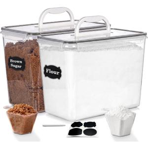 Extra Large Flour Sugar Storage Containers Set – 11L | 372oz Airtight Flour Container with Easy Carry Handle, BPA-Free, Flour and Sugar Containers, Pantry Kitchen Canisters, Fits 14 lbs Flour, 11 Liter | 372 Ounce | 11.6 Quarts
