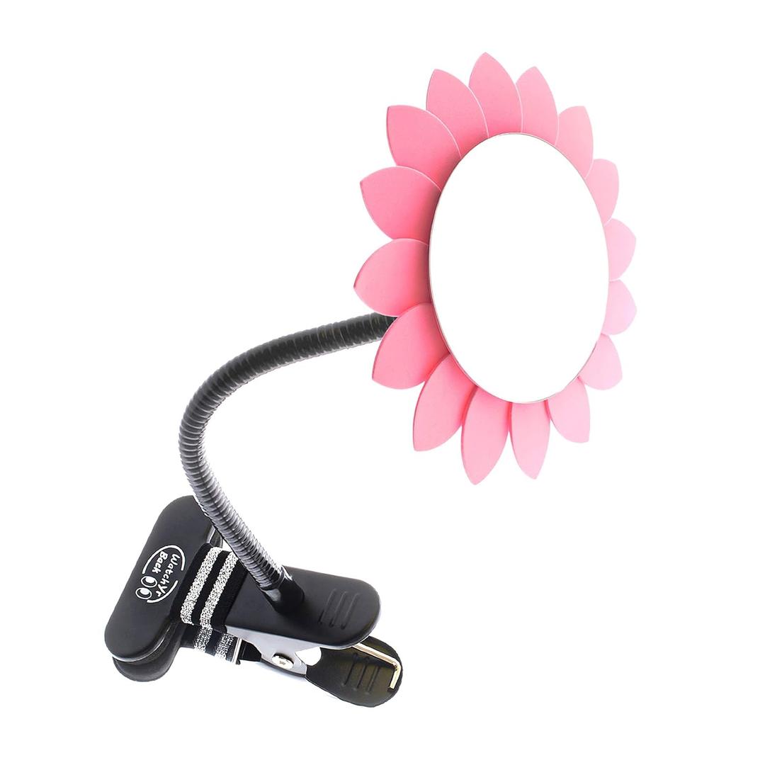 Clip-On Convex Desk and Cubicle Mirror to See Behind You. Pink Flower Design. Wide Angle View Clear Reflection. Real Glass Mirror. Clip to Monitor and Anywhere up to 2" Thick