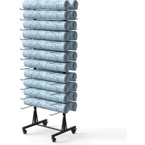 22 Tier Blueprint Storage Rack, Rolling Floor Standing Blueprint Holder, Double-Sided Vinyl Roll Storage Rack, Metal Construction Plan Holder, Poster, Gift Wrap, And Map Holder, Blueprint Rolls Stand