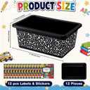 Thyle 12 Pieces Plastic Cubby Bins with Labels 11.6 x 7.7 x 5 Inch Classroom Book Bins Stacking Storage Container Organizer Storage Cubbies for Classroom Office (Cartoon)