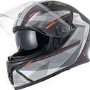 CUTEY Full Face Motorcycle Helmet - DOT Certified, Lightweight, Dual Visor, Ventilated - for Adults Men & Women, Small