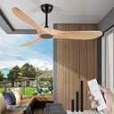 52 Inch Solid Wood 3 Blade No Light Ceiling Fan
28dB quiet DC reversible motor; 5/10/15in interchangeable downrods; 6spd timer remote; sleek no light wood fan for farmhouse