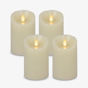 Luminara - Flameless LED Battery Operated Flickering Pillar Candles - Ivory - Pack of 4-3x4.5 - Realistic Moving Flame Real Wax Indoor/Outdoor Decor