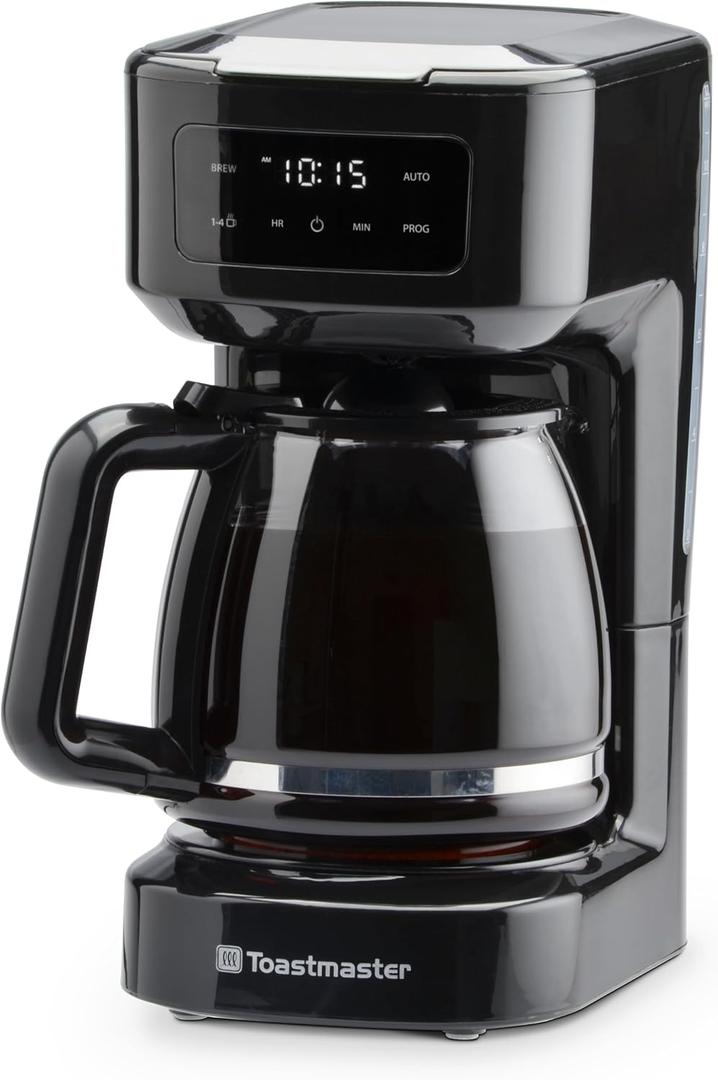 Toastmaster 12-Cup Digital Touchscreen Drip Coffee Maker - Programmable Automatic Coffee Machine - Kitchen Appliance with Keep Warm Setting