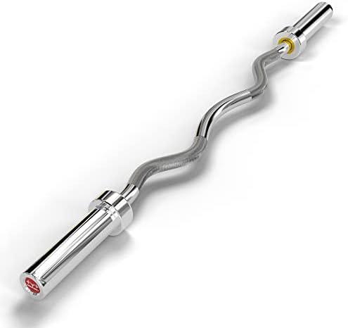 Holleyweb 2 Inch EZ Curl Bar for Biceps, Squats, Bench Press - Olympic Bar for Weightlifting & Powerlifting
