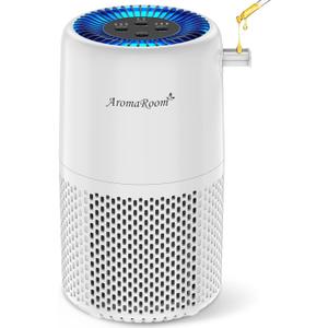 Air Purifier for Home Bedroom, AromaRoom H13 HEPA Air Filter For Smoke Pollen Dander Hair Smell Air Cleaner, 3-in-1 Filter with Sleep Mode, Quiet Air Cleaner For Pets, Home, Baby Room (White, AP103)