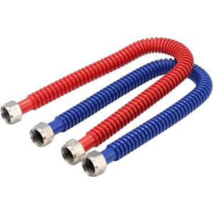 Roastove 24inch Stainless Steel Corrugated Water Heater Connector, 3/4" FIP x 3/4" FIP, Hot and Cold Color Coded, Flexible for Female Iron Water Pipes Fitting,24" Length (2 Packs)