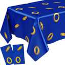 2 Pcs Birthday Party Decorations Plastic Cute Birthday Tablecloth 108 x 54 Inches Disposable Rectangle Tablecover for Boys Girls Kids Baby Shower Party Supplies (Gold Ring)