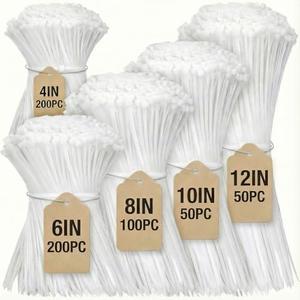 Cable Zip Ties,600 Piece Self-Locking Nylon Cable Ties,Assorted Sizes 4+6+8+10+12-Inch,Multi-Purpose Wire Management Plastic Ties,Perfect for Home,Garden,Office,Travel and Workshop.White