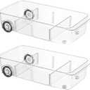 Attelite RollOut Refrigerator Drawer Organizer and Storage Clear Design with Dividers, Fridge Organizer on Wheels, Upgrade Thick Plastic Pantry Storage Bins, Kitchen Organization 2 Set