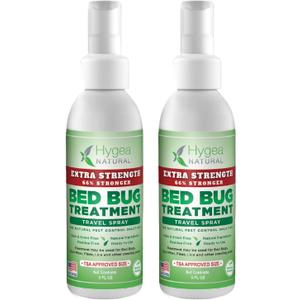 Hygea Natural Extra Strength Bed Bug & Mite Natural Travel Spray - TSA Approved Size - Child & Pet Friendly - Stain & Odor Free - for Hotel, Suitcase, Backpack, Shoes - 66% Stronger Formula(2pk, 3 oz) Hygea Natural Extra Strength Bed Bug & Mite Natural Travel Spray - TSA Approved Size - Child & Pet Friendly - Stain & Odor Free - for Hotel, Suitcase, Backpack, Shoes - 66% Stronger Formula(2pk, 3 oz)