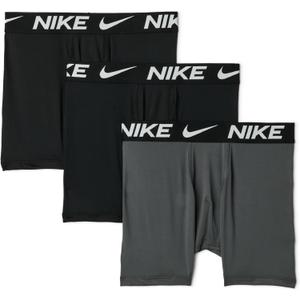 Nike Boys' Dri-FIT Essentials Micro Solid 3-Pack Boxer Briefs (Black/Dark Grey)
