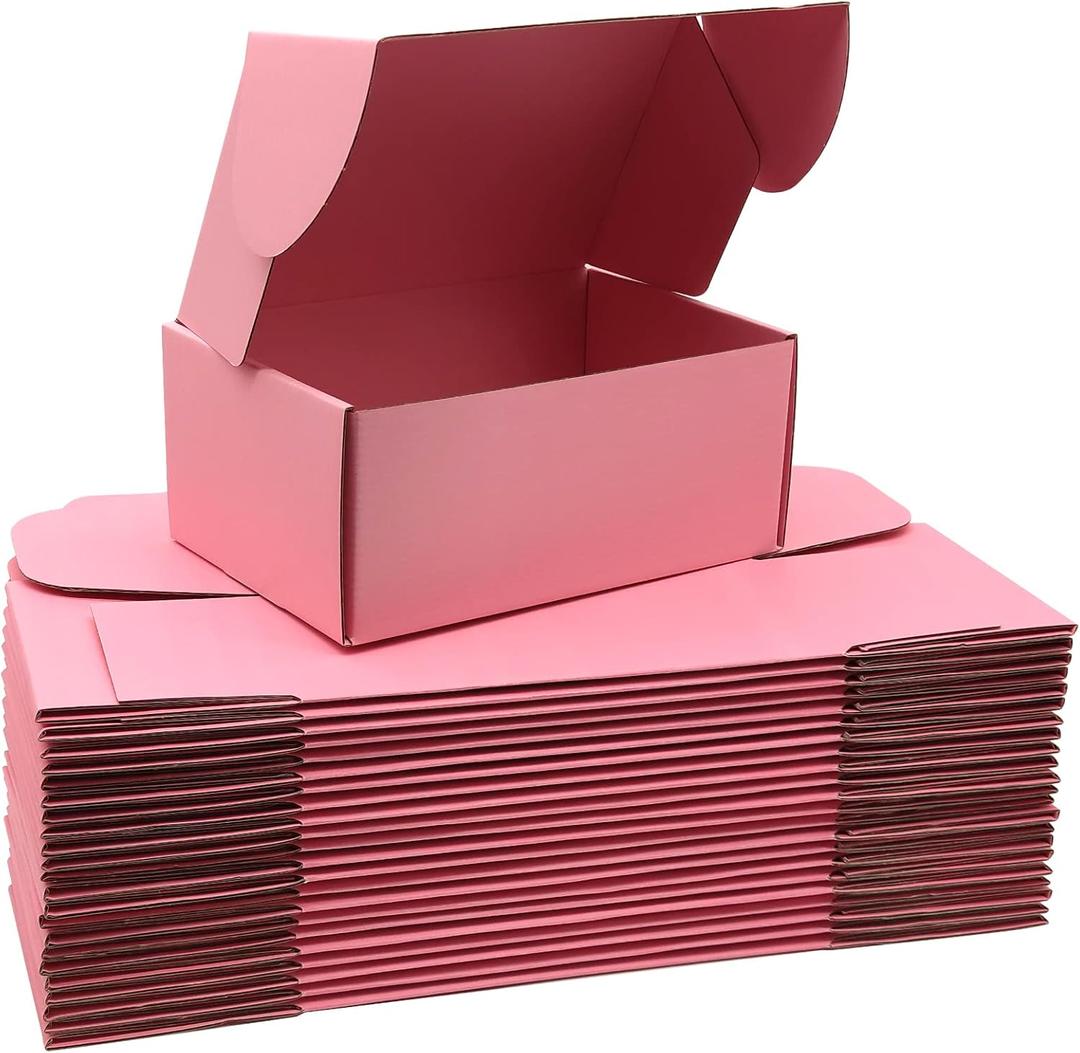 Small Pink Shipping Boxes for Small Business Pack of 25-9x6x4 inches Cardboard Corrugated Mailer Boxes for Shipping Packaging Craft Gifts Giving Products