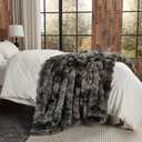 Lotus Karen Faux Fur Blanket Tie-Dye Dark Gray Twin Size - Big Bubble Rabbit Fluff Throw for Couch Small Fluffy Fuzzy Cozy Thick Furry Plush Shaggy Blankets 90x90 Inches, Queen
