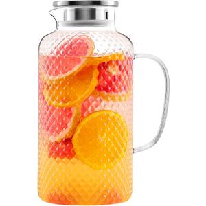 Hannadepot Glass Pitcher, 3.5L/118 oz Glass Water Pitcher with Lid and Spout, Heat/Cold Resistant Borosilicate Glass Water Carafe for Coffee, Juice and Homemade Beverage
